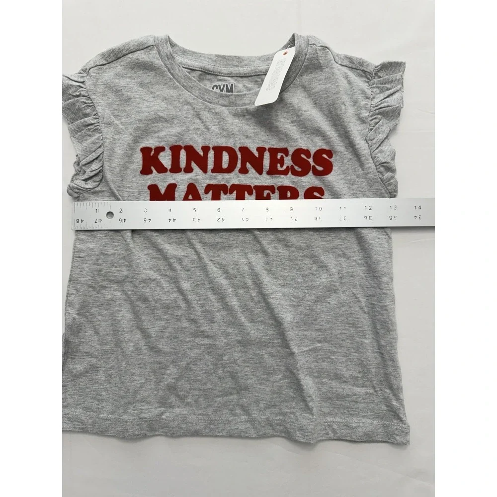 Gymboree Shirt Girls 5-6 Gray Kindness Matters Graphic Tee Ruffle Sleeve